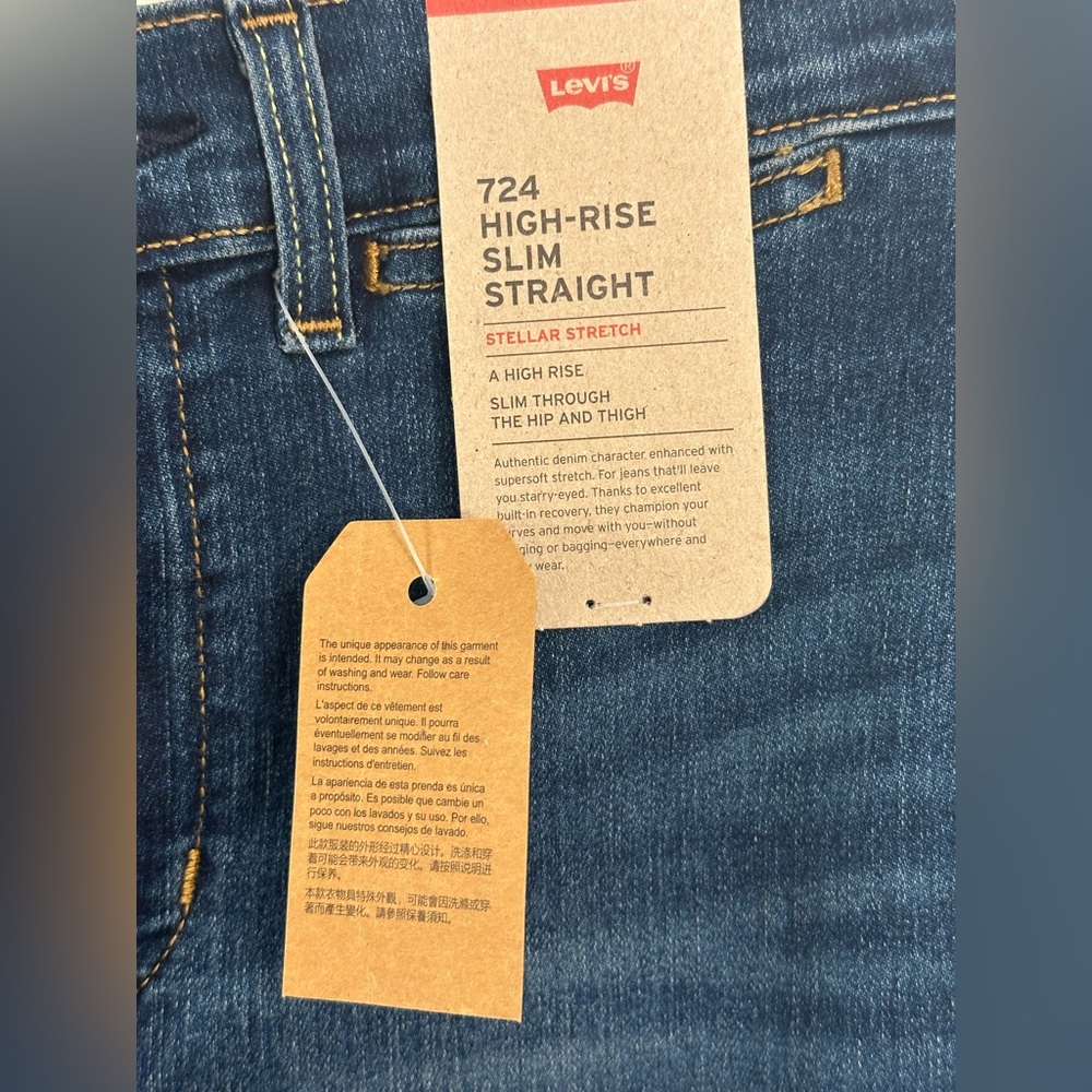NWT Levi's Tailored 724 High Rise Slim Straight Jeans - Picture 7 of 8